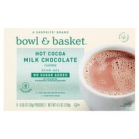 Bowl & Basket No Sugar Added Hot Cocoa Milk Chocolate Flavored Drink Mix, 0.56 oz, 8 count