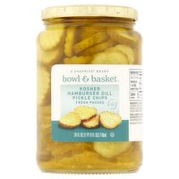 Bowl & Basket Kosher Hamburger Dill Pickle Chips, 24 fl oz, 24 Fluid ounce