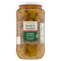 Bowl and Basket Spanish Stuffed Queen Olives with Minced Pimiento, 21 oz, 21 Ounce