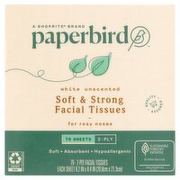 Paperbird 2-ply Soft & Strong Facial Tissue, 70 sheets, Cube, 1 pk, 70 Each