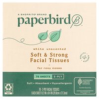 Paperbird White Unscented Soft & Strong Facial Tissues, 70 2-ply tissues per box