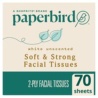 Paperbird White Unscented Soft & Strong Facial Tissues, 70 count