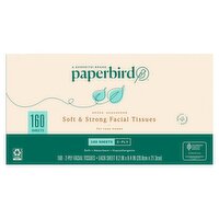 Paperbird 2-Ply White Unscented Soft & Strong Facial Tissues, 160 count, 160 Each