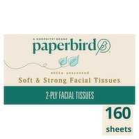 Paperbird White Unscented Soft & Strong Facial Tissues, 160 count, 160 Each