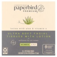 Paperbird Premium 3-ply Facial Tissue w/ Lotion, 65 sheets, Cube, 1 pk