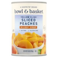 Bowl & Basket Yellow Cling Sliced Peaches in Light Syrup, 15 oz, 15 Ounce