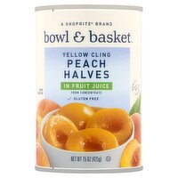 Bowl & Basket Yellow Cling Peach Halves in Fruit Juice, 15 oz, 15 Ounce