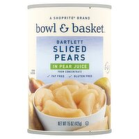 Bowl & Basket Bartlett Sliced Pears in Pear Juice, 15 oz, 15 Ounce