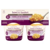 Bowl & Basket Deluxe Shells & Cheese Macaroni & Cheese, 2.39 oz, 4 count, 9.6 Ounce