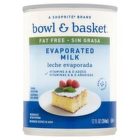 Bowl & Basket Fat Free Evaporated Milk, Leche Evaporada Sin Grasa, 12 fl oz, 12 Fluid ounce