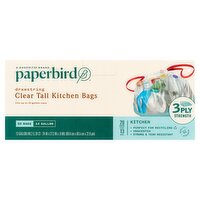 Paperbird 13 Gallon Clear Tall Kitchen Drawstring Bags, 20 Count, 20 Each