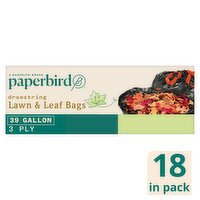 Paperbird 39 Gallon Lawn & Leaf Drawstring Bags, 18 count, 18 Each