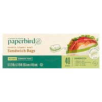 Paperbird Double Zipper Seal Sandwich Bags, 40 count