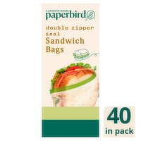 Paperbird Double Zipper Seal Sandwich Bags, 40 count