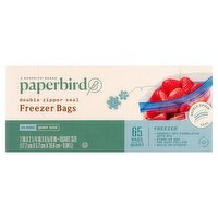 Paperbird Quart Size Double Zipper Seal Freezer Bags, 65 count