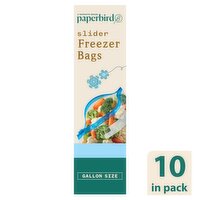 Paperbird Gallon Size Slider Freezer Bags, 10 count