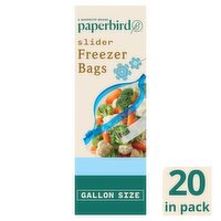 Paperbird Gallon Size Slider Freezer Bags, 20 count