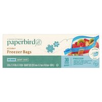 Paperbird Quart Size Slider Freezer Bags, 30 count