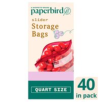 Paperbird Quart Size Slider Storage Bags, 40 count