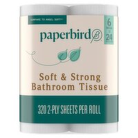 Paperbird Mega Rolls Soft & Strong Bathroom Tissue, 320 2-ply sheets per roll, 6 count
