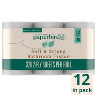 Paperbird Soft & Strong Bathroom Tissue, 320 2-ply sheets per roll, 12 roll