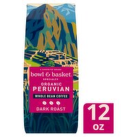 Bowl & Basket Specialty Organic Peruvian Dark Roast Whole Bean Coffee, 12 oz