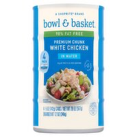 Bowl & Basket Premium Chunk White Chicken in Water, 5 oz, 4 count, 20 Ounce