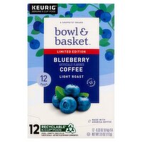 Bowl & Basket Light Roast Blueberry Coffee K-Cup Pods Limited Edition, 0.33 oz, 12 count, 3.9 Ounce