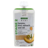 Wholesome Pantry Organic Banana, Kiwi, Spinach and Oat Baby Food, Stage 2, 6+ months, 4 oz