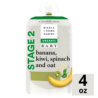 Wholesome Pantry Organic Banana, Kiwi, Spinach and Oat Baby Food, Stage 2, 6+ Months, 4 oz