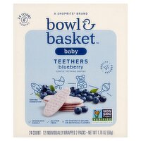 Bowl & Basket Baby Blueberry Gentle Teething Wafers, 6+ Months, 24 count, 1.76 oz, 1.76 Ounce