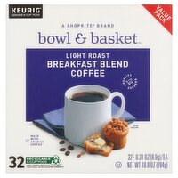 Bowl & Basket Light Roast Breakfast Blend Coffee K-Cup Pods Value Pack, 0.31 oz, 32 count