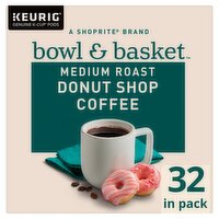 Bowl & Basket Medium Roast Donut Shop Coffee K-Cup Pods Value Pack, 0.31 oz, 32 count