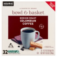 Bowl & Basket Medium Roast Colombian Coffee K-Cup Pods Value Pack, 0.31 oz, 32 count