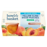 Bowl & Basket No Sugar Added Yellow Cling Diced Peaches in Water, 3.8 oz, 4 count