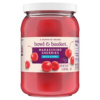 Bowl & Basket Maraschino Cherries with Stems, 16 oz, 16 Ounce