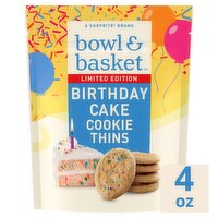 Bowl & Basket Birthday Cake Cookie Thins Limited Edition, 4 oz, 4 Ounce