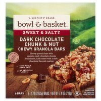 Bowl & Basket Sweet & Salty Dark Chocolate Chunk & Nut Chewy Granola Bars, 1.23 oz, 6 count, 7.4 Ounce