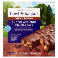 Bowl & Basket Chewy Dipped Chocolate Chip Granola Bars, 1.09 oz, 6 count