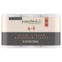 Paperbird Premium Mega Roll Ultra Strong Bathroom Tissue, 242 2-ply sheets per roll, 12 count