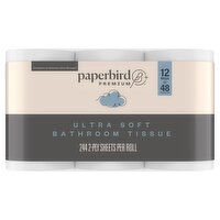 Paperbird Premium Mega Roll Ultra Soft Bathroom Tissue, 244 2-ply sheets per roll, 12 count