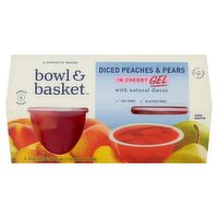 Bowl & Basket Diced Peaches & Pears in Cherry Gel, 4.3 oz, 4 count