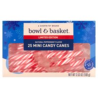 Bowl & Basket Natural Peppermint Flavor Mini Candy Canes Limited Edition, 25 count, 3.53 oz