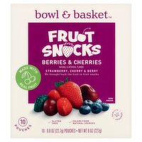 Bowl & Basket Berries & Cherries Fruit Snacks, 0.8 oz, 10 count
