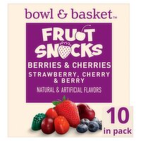 Bowl & Basket Berries & Cherries Fruit Snacks, 0.8 oz, 10 count