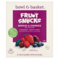 Bowl & Basket Berries & Cherries Fruit Snacks, 0.8 oz, 40 count