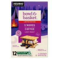 Bowl & Basket Light Roast S'mores Coffee K-Cup Pods Limited Edition, 0.33 oz, 12 count