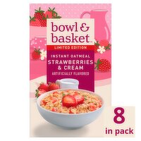 Bowl & Basket Strawberries & Cream Instant Oatmeal Limited Edition, 1.23 oz, 8 count