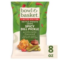 Bowl & Basket Spicy Dill Pickle Kettle Potato Chips Limited Edition, 8 oz