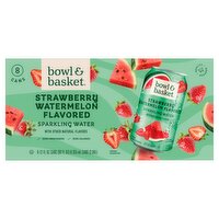 Bowl & Basket Strawberry Watermelon Flavored Sparkling Water, 12 fl oz, 8 count, 96 Fluid ounce